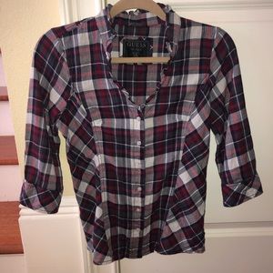 Guess 3/4 sleeve flannel top
